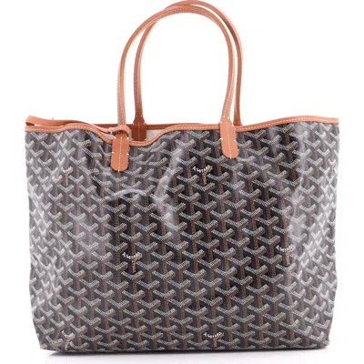 Pre-owned Goyard  Goyard Saint Louis Tote Coated Canvas Pm In Brown