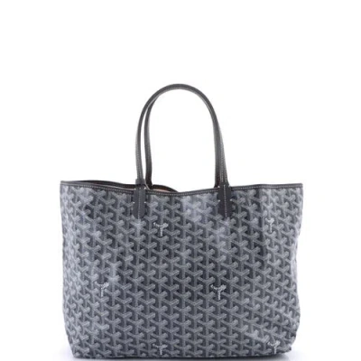 Pre-owned Goyard  Goyard Saint Louis Tote Coated Canvas Pm In Gray