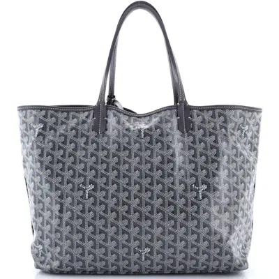 Pre-owned Goyard  Goyard Saint Louis Tote Coated Canvas Pm In Gray