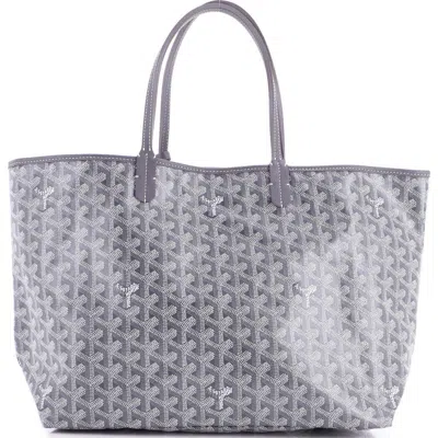 Pre-owned Goyard  Goyard Saint Louis Tote Coated Canvas Pm In Gray