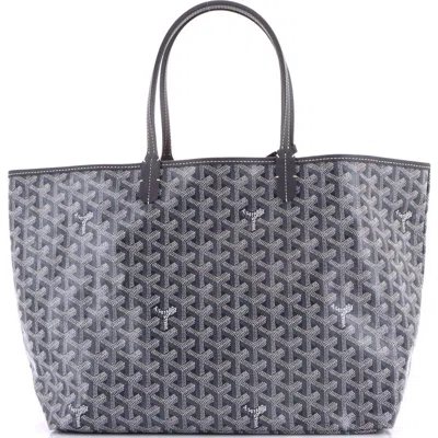 Pre-owned Goyard  Goyard Saint Louis Tote Coated Canvas Pm In Gray