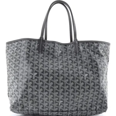 Pre-owned Goyard  Goyard Saint Louis Tote Coated Canvas Pm In Gray