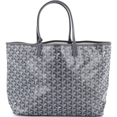 Pre-owned Goyard  Goyard Saint Louis Tote Coated Canvas Pm In Gray