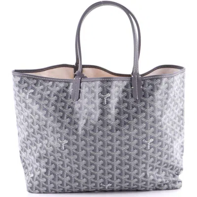 Pre-owned Goyard  Goyard Saint Louis Tote Coated Canvas Pm In Gray
