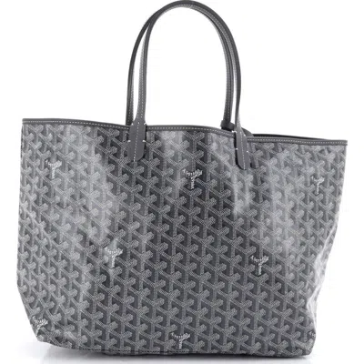 Pre-owned Goyard  Goyard Saint Louis Tote Coated Canvas Pm In Gray