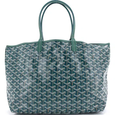 Pre-owned Goyard  Goyard Saint Louis Tote Coated Canvas Pm In Green