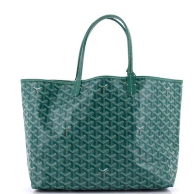 Pre-owned Goyard  Goyard Saint Louis Tote Coated Canvas Pm In Green