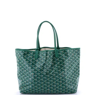 Pre-owned Goyard  Goyard Saint Louis Tote Coated Canvas Pm In Green