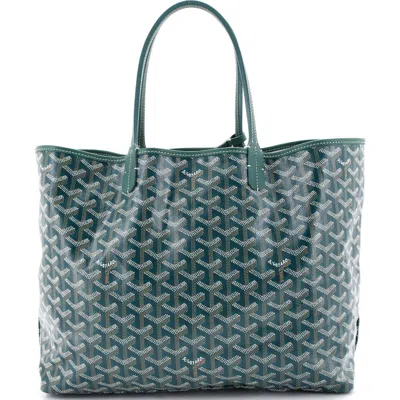 Pre-owned Goyard  Goyard Saint Louis Tote Coated Canvas Pm In Green