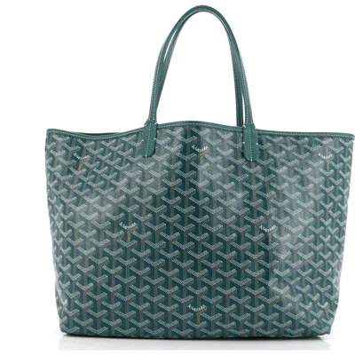 Pre-owned Goyard  Goyard Saint Louis Tote Coated Canvas Pm In Green