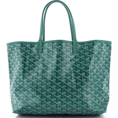 Pre-owned Goyard  Goyard Saint Louis Tote Coated Canvas Pm In Green