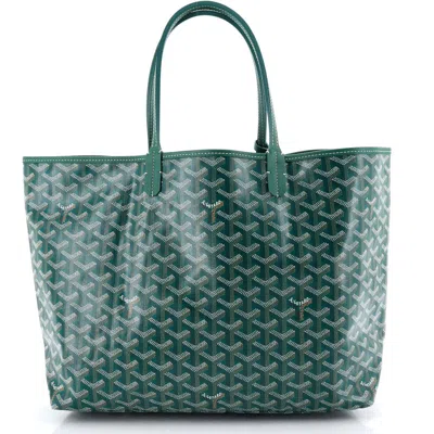 Pre-owned Goyard  Goyard Saint Louis Tote Coated Canvas Pm In Green