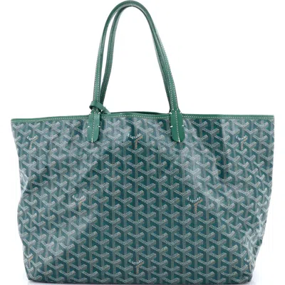 Pre-owned Goyard  Goyard Saint Louis Tote Coated Canvas Pm In Green