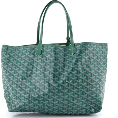 Pre-owned Goyard  Goyard Saint Louis Tote Coated Canvas Pm In Green
