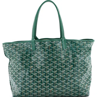 Pre-owned Goyard  Goyard Saint Louis Tote Coated Canvas Pm In Green