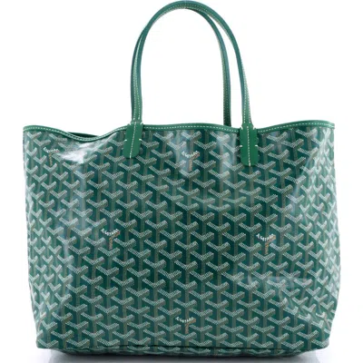 Pre-owned Goyard  Goyard Saint Louis Tote Coated Canvas Pm In Green