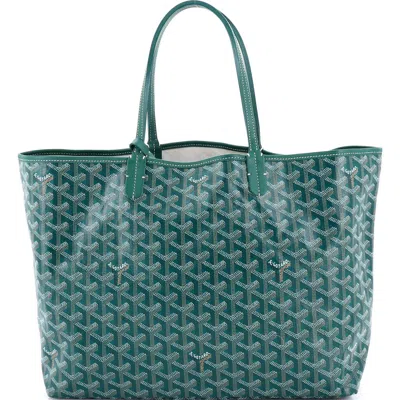Pre-owned Goyard  Goyard Saint Louis Tote Coated Canvas Pm In Green