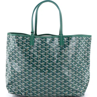 Pre-owned Goyard  Goyard Saint Louis Tote Coated Canvas Pm In Green
