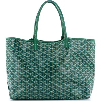 Pre-owned Goyard  Goyard Saint Louis Tote Coated Canvas Pm In Green