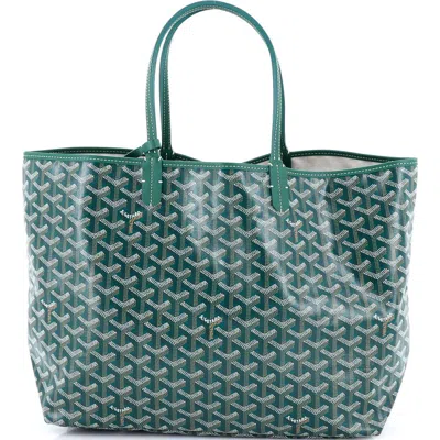 Pre-owned Goyard  Goyard Saint Louis Tote Coated Canvas Pm In Green