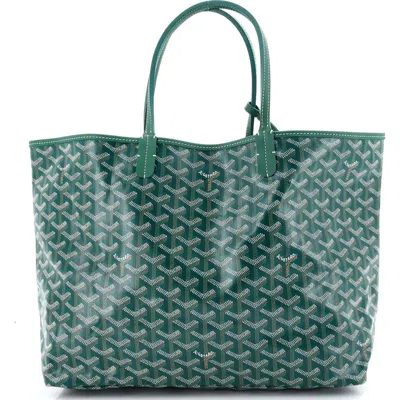 Pre-owned Goyard  Goyard Saint Louis Tote Coated Canvas Pm In Green