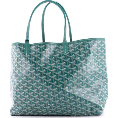 Pre-owned Goyard  Goyard Saint Louis Tote Coated Canvas Pm In Green