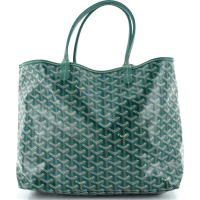 Pre-owned Goyard  Goyard Saint Louis Tote Coated Canvas Pm In Green