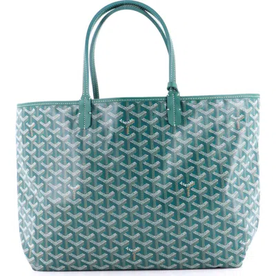 Pre-owned Goyard  Goyard Saint Louis Tote Coated Canvas Pm In Green