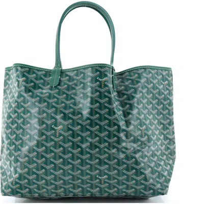 Pre-owned Goyard  Goyard Saint Louis Tote Coated Canvas Pm In Green