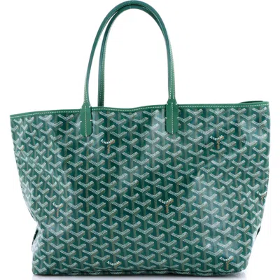 Pre-owned Goyard  Goyard Saint Louis Tote Coated Canvas Pm In Green