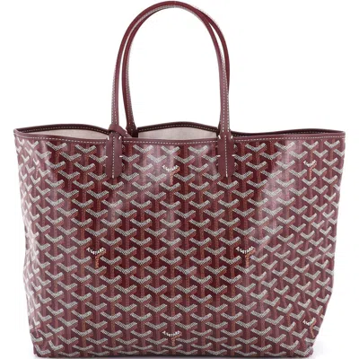 Pre-owned Goyard  Goyard Saint Louis Tote Coated Canvas Pm In Burgundy