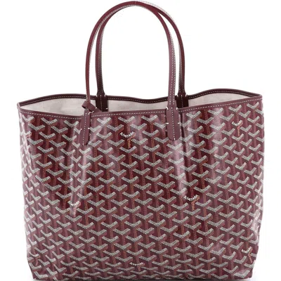 Pre-owned Goyard  Goyard Saint Louis Tote Coated Canvas Pm In Burgundy