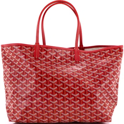 Pre-owned Goyard  Goyard Saint Louis Tote Coated Canvas Pm In Red
