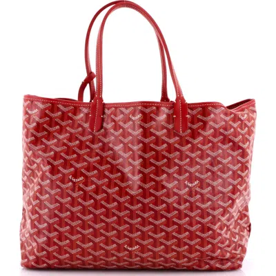 Pre-owned Goyard  Goyard Saint Louis Tote Coated Canvas Pm In Red