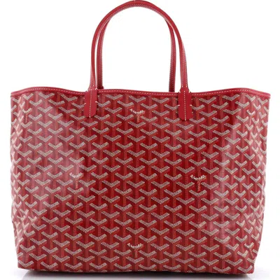 Pre-owned Goyard  Goyard Saint Louis Tote Coated Canvas Pm In Red