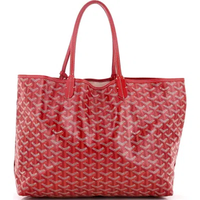 Pre-owned Goyard  Goyard Saint Louis Tote Coated Canvas Pm In Red