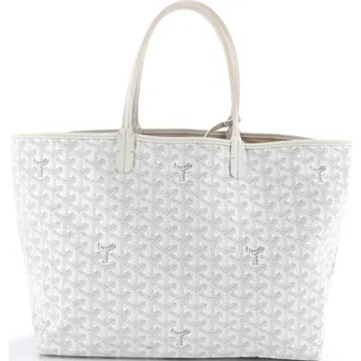 Pre-owned Goyard  Goyard Saint Louis Tote Coated Canvas Pm In White