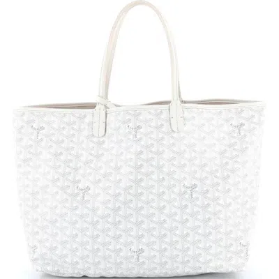 Pre-owned Goyard  Goyard Saint Louis Tote Coated Canvas Pm In White