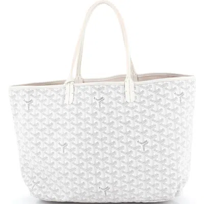 Pre-owned Goyard  Goyard Saint Louis Tote Coated Canvas Pm In White