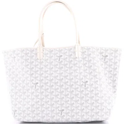 Pre-owned Goyard  Goyard Saint Louis Tote Coated Canvas Pm In White