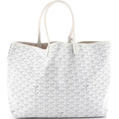 Pre-owned Goyard  Goyard Saint Louis Tote Coated Canvas Pm In White