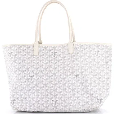 Pre-owned Goyard  Goyard Saint Louis Tote Coated Canvas Pm In White