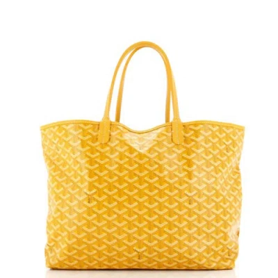 Pre-owned Goyard  Goyard Saint Louis Tote Coated Canvas Pm In Yellow