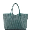 Pre-owned Goyard  Goyard Saint Louis Tote Coated Canvas Xxl In Green
