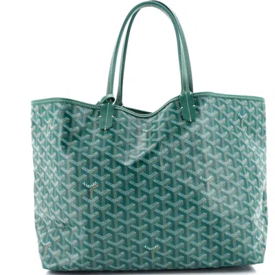 Pre-owned Goyard  Goyard Saint Louis Tote Coated Canvas Xxl In Green