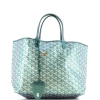 Pre-owned Goyard  Goyard Saint Louis Tote Iridescent Coated Canvas Pm In Green