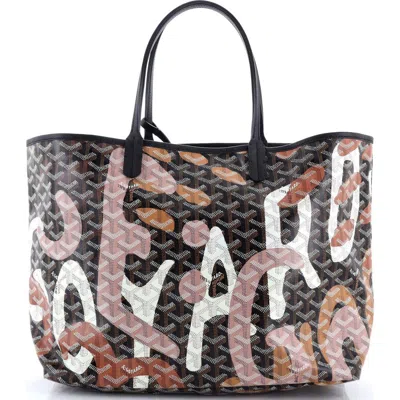 Pre-owned Goyard  Goyard Saint Louis Tote Lettres Camouflage Coated Canvas Pm In Multi