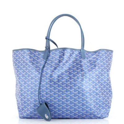 Pre-owned Goyard  Goyard Saint Louis Tote Precious Metals Coated Canvas Gm In Blue