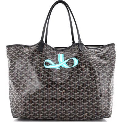 Pre-owned Goyard  Goyard Saint Louis Tote Printed Coated Canvas Gm In Black