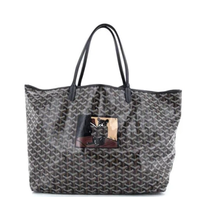 Pre-owned Goyard  Goyard Saint Louis Tote Printed Coated Canvas Gm In Black